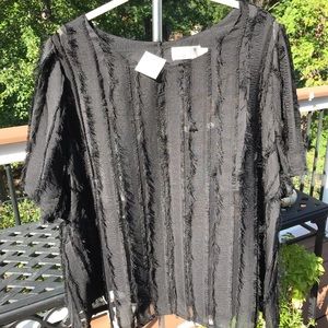 💕NWT Nordstrom Fringed Black Top Plus size  2X